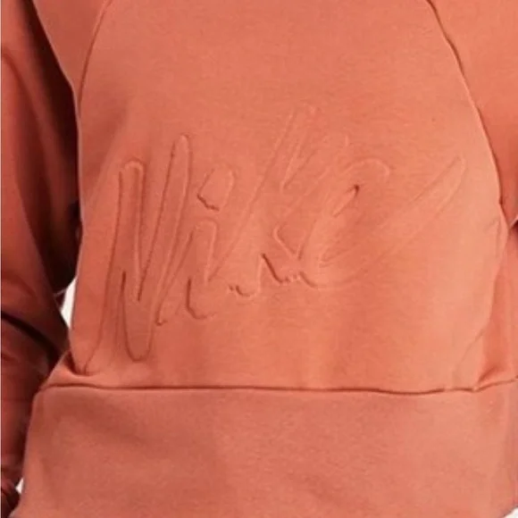 Nike Dri Fit Women’s Logo Crop Fleece Sweatshirt Burnt Orange Size Med Athletic - Picture 2 of 11